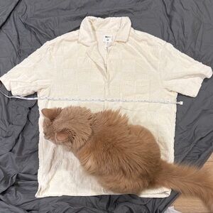 Smiley x HM Cream Textured Shirt - Soft Short Sleeve